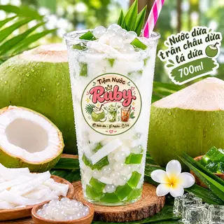 Hình ảnh Nước Dừa Trân Châu Dừa Lá Dứa 700ml