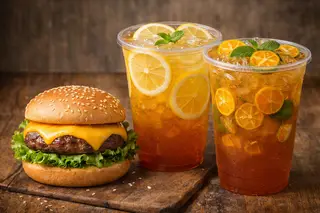 Hình ảnh Combo Hamburger bò-phô mai + Trà chanh/ trà tắc 