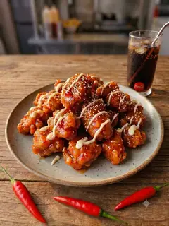 Hình ảnh Gà viên sốt cay + coca