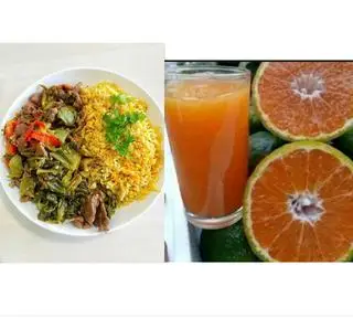 Hình ảnh  cơm chiên dưa bò + Nước cam vắt