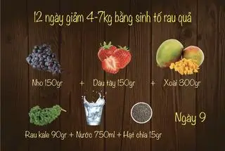 Hình ảnh Ngày 9 Xoài Dâu Tây Nho Hạt Chia Cải Kale