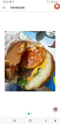 Hình ảnh hambuger bò trứng + nước
