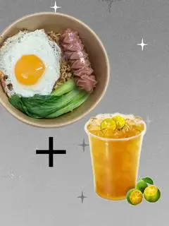Hình ảnh Mì Trứng Xúc Xích + Trà Tắc