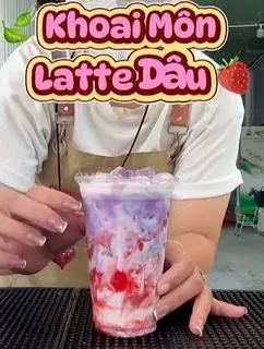 Hình ảnh khoai môn latte dâu