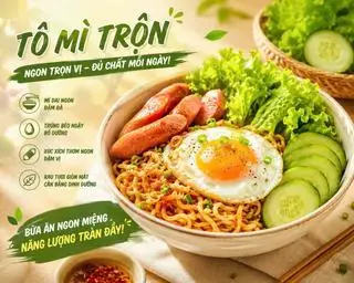 Hình ảnh Mì Trộn Xúc Xích Trứng