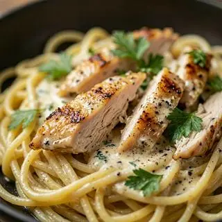 Hình ảnh MÌ Ý Pasta Gà + Nấm (  CHICKEN MUSHROOM PASTA cream ) 