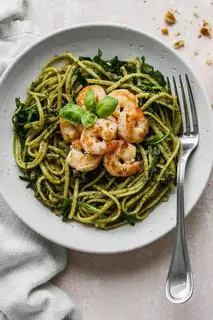 Hình ảnh Mỳ ý pesto tôm + ( sợi tròn )