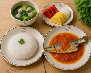 Hình ảnh Cơm cá nục sốt cà