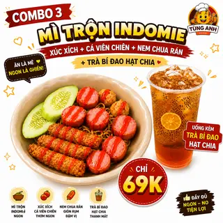 Hình ảnh MÌ TRỘN INDOMIE XÚC XÍCH CÁ VIÊN NEM CHUA RÁN