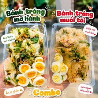 Hình ảnh Combo 1 bánh tráng mỡ hành + 1 bánh tráng muối tỏi, sate