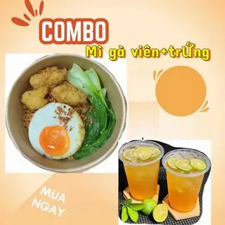 Hình ảnh Combo mì trộn gà viên - trứng - trà tắc