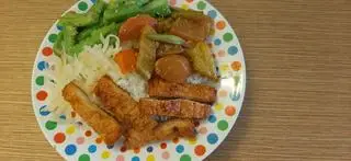 Hình ảnh cơm sườn nướng chay 