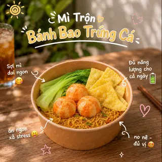 Hình ảnh Mì Trộn + Bánh Bao Trứng Cá