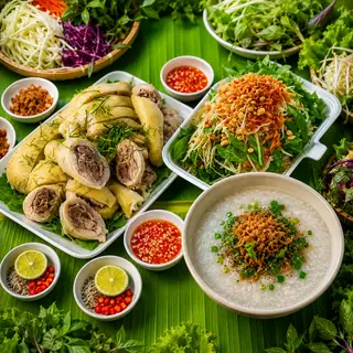 Hình ảnh Cháo - gỏi gà góc tư 2 người