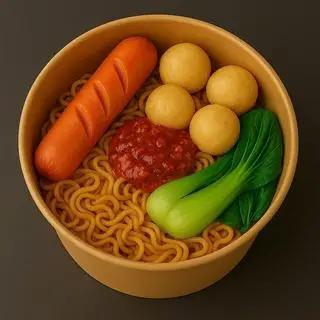 Hình ảnh  Mì Trộn Sa Tế Xúc Xích – Cá Viên