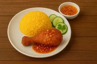 Hình ảnh Cơm gà  rán sốt mắm tỏi 