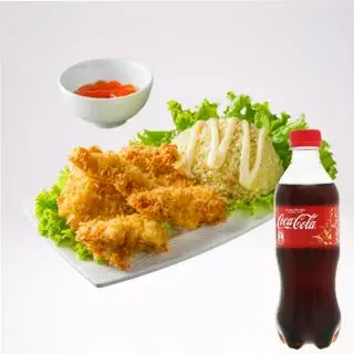 Hình ảnh Cơm Gà Rút Xương Chiên Xù + Coca Cola Chai