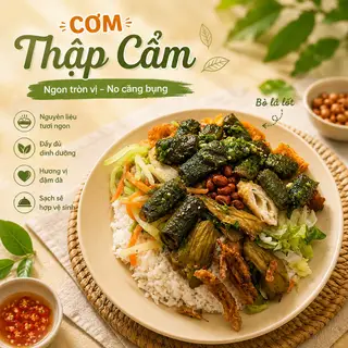 Hình ảnh Cơm thập cẩm + bò lá lốt 