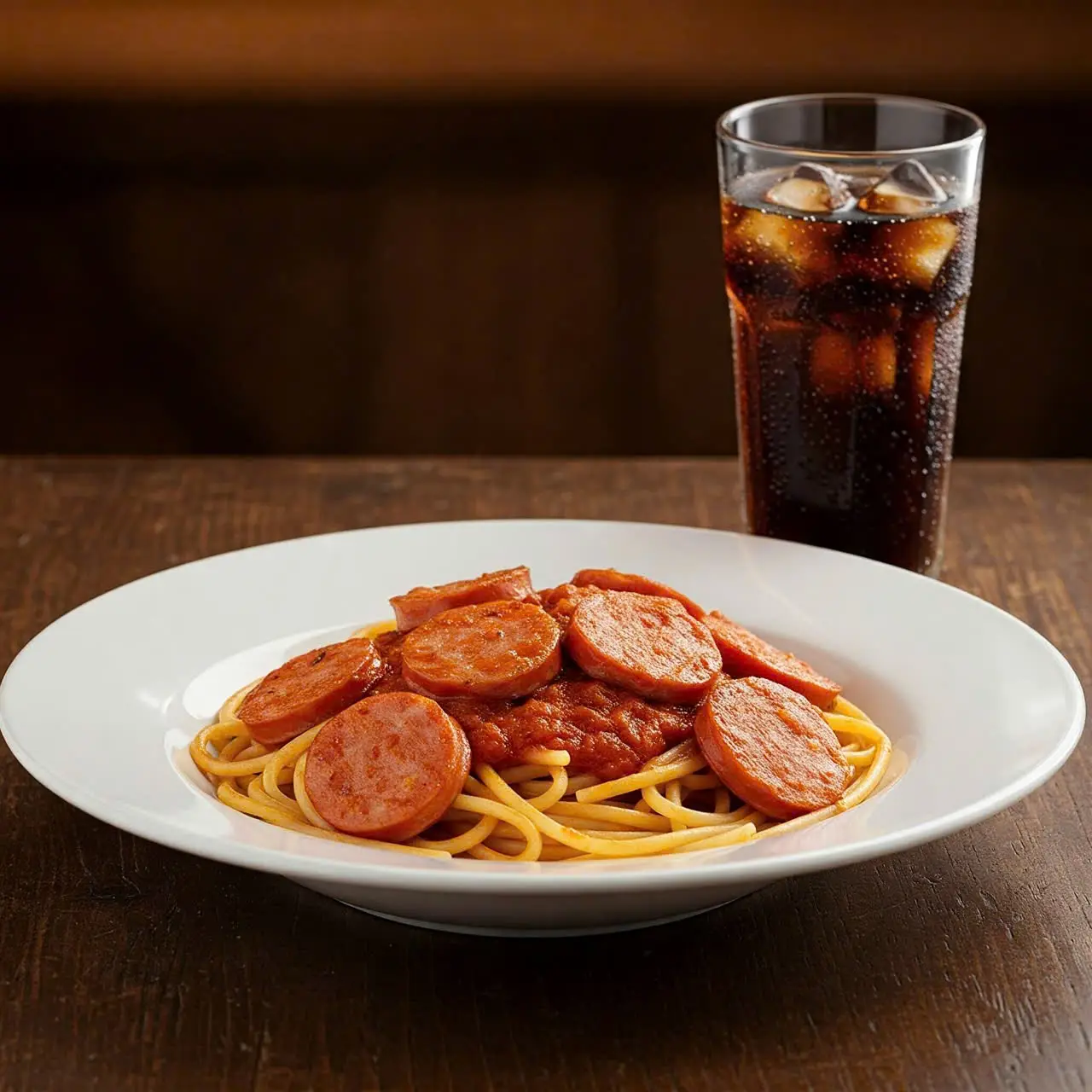 Hình ảnh Mì Ý Xúc Xích + Pepsi
