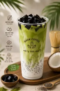 Hình ảnh Matcha sữa dừa  -  sương sáo hạt chia