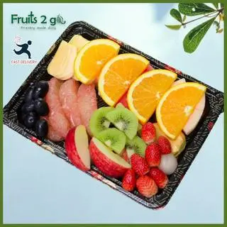 Hình ảnh [650gr] Khay Trái Cây Mix gồm Táo Cam Kiwi Dâu Hấu Lưới Nho ...