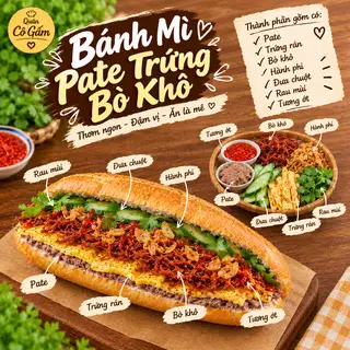 Hình ảnh Bánh Mỳ Pate Trứng Bò Khô