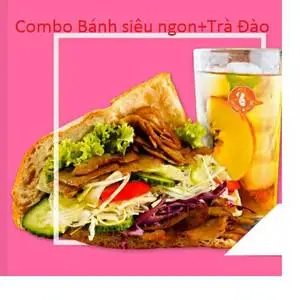 Hình ảnh combo bánh mỳ doner kebab & trà đào