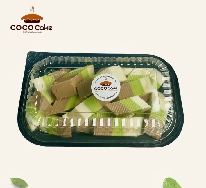 Hình ảnh Rau câu cacao sữa dừa lá dứa cắt sẵn 350g
