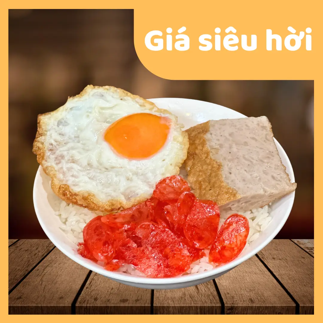 Hình ảnh Xôi trứng (ốp/kho), chả, lạp xưởng