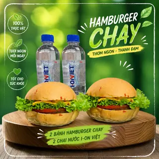 Hình ảnh COMBO 2 HAMBURGER CHAY CAO CẤP - 2 CHAI NƯỚC ION KIỀM TỐT CHO SỨC KHOẺ