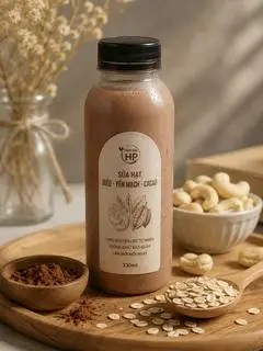 Hình ảnh sữa hạt điều - yến mạch - cacao 