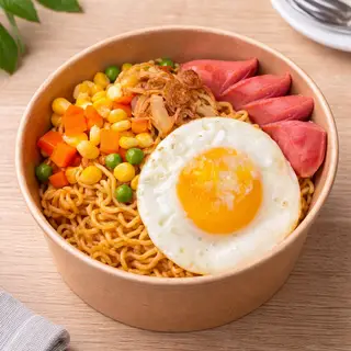 Hình ảnh my trộn trứng, xúc xích 