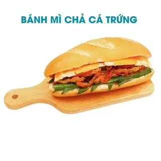 Hình ảnh Bánh Mì Chả Cá + Trứng ốp la