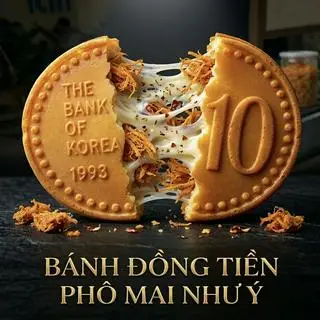 Hình ảnh Bánh đồng tiền nhân phô mai - chà bông gà cay 