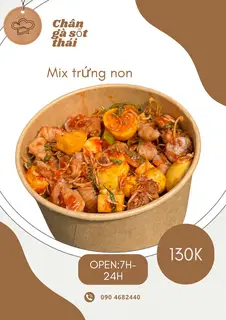 Hình ảnh Chân Gà Sốt Thái Mix Trứng Non Lớn “Tặng 1 Trà Tắc”