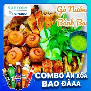 Hình ảnh Combo Nguyên Con Gà Nướng Sốt Ngũ Vị - Kèm 4 Bánh Bao + Pepsi 