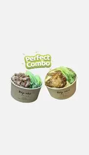 Hình ảnh combo cơm xá xíu + cơm gà mắm tỏi