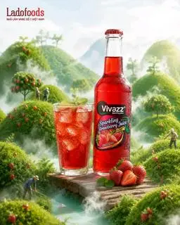 Hình ảnh Vivazz sparkling juice - Nước nho đỏ có gas vị dâu tây 275ml
