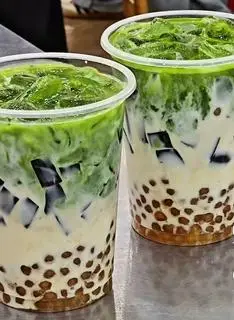 Hình ảnh Matcha latte trân châu HK & thạch đen NGON