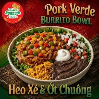 Hình ảnh Pork Verde Burrito Bowl | Heo Xé & Ớt Chuông