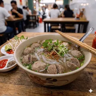 Hình ảnh 牛丸濑粉	/	Beef Thick Rice Noodle Soup	/	Bánh Canh Bò Viên