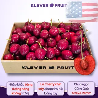 Hình ảnh Cherry Đỏ Mỹ - Khay 2.61kg - USA Cherries Size 10 Row (26-28mm) - Klever Fruit (Size M)