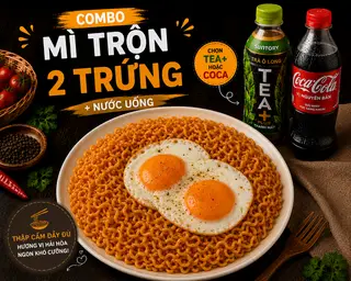 Hình ảnh ComBo Mì Trộn 2 Trứng Ốp + Nước