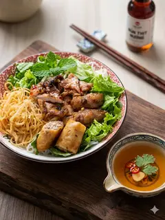 Hình ảnh Bún thịt nướng đầy đủ - bánh mì thịt nướng