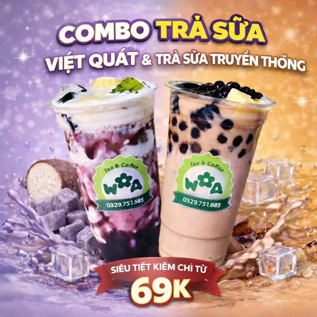 Hình ảnh Combo trà sữa truyền thống + trà sữa việt quất