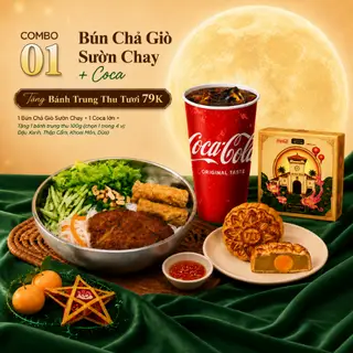 Hình ảnh CB01 - Bún Chả Giò Sườn Chay + Coca (Món Chay) Tặng Bánh Trung Thu Tươi 79K