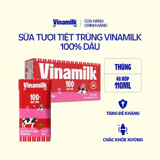 Hình ảnh Thùng 48 hộp Sữa tươi tiệt trùng Vinamilk 100% Hương dâu 110ml_04EA39_THUNG