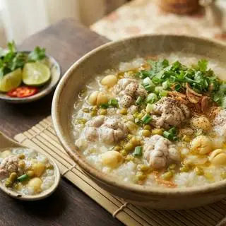 Hình ảnh Cháo óc heo đậu xanh hạt sen