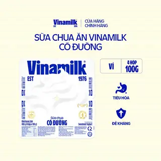 Hình ảnh Sữa chua ăn Vinamilk có đường - Vỉ 4 hộp x 100g_07TR32