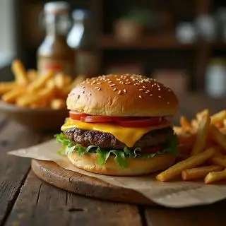 Hình ảnh Burger bò trứng no nê
